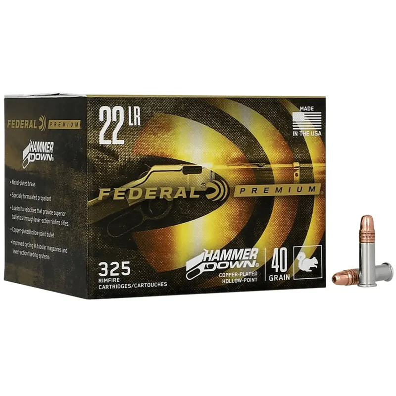 Federal 22HAM Hammer Down Rimfire 22LR 40gr Copper Plated Hollow Point 325 Per Box