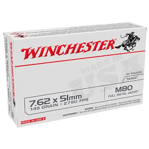 Winchester M80 7.62x51mm Ammo 149gr FMJ